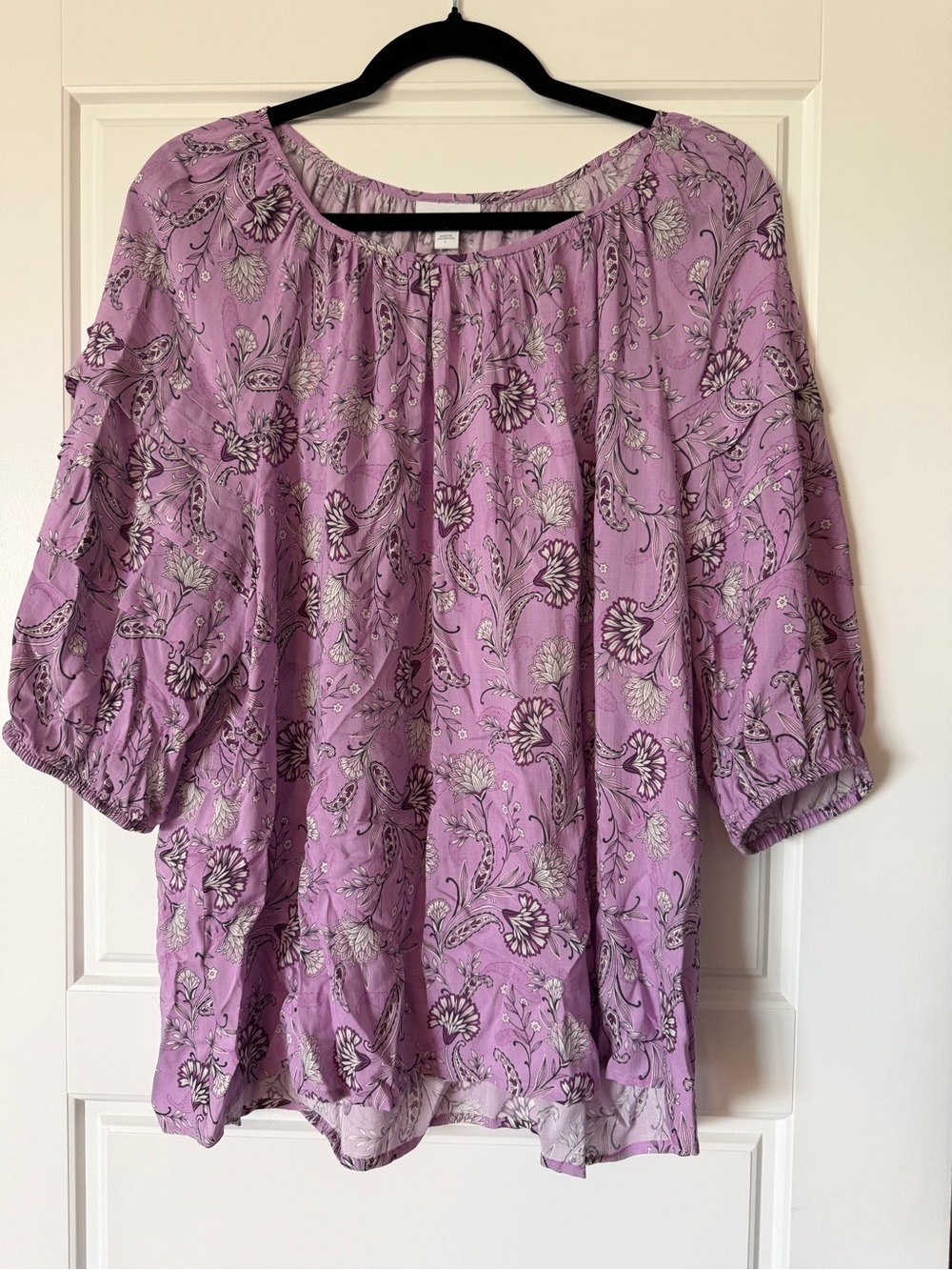 NWT J Jill Light Purple Floral Peasant Top